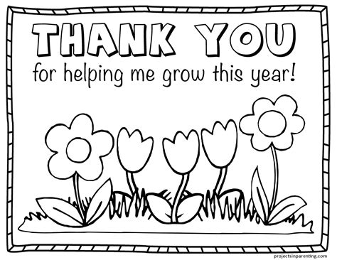Printable Thank You Cards To Color For Teachers